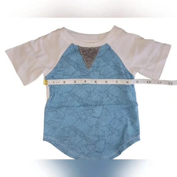 NWT Miki Miette Blue Leaf Pattern T Shirt Size 6 Months - Picture 3 of 6